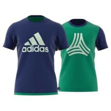 Image of adidas Men's Football T-Shirt Navy Green Tango Reversible Jersey Top - New