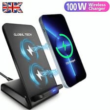 Image of 100W Fast Wireless Charger Charging Stand Dock for Apple iPhone & Samsung iPhone
