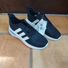 Image of Adidas Racer TR23K Black WHITE Junior Shoes - Size 5 1/2 UK (REFE4) BNWT