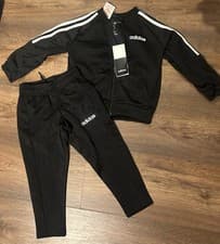 Image of BNWT Genuine Boys Adidas Full Black Tracksuit Sportswear Set Age 18-24 Months