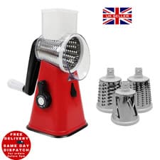 Image of AMOS Rotary Cheese Grater, Stainless Steel Hand Crank Veg Food Chopper & Slice