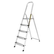 Image of Aluminium Folding 5 Step Ladder Tread Ladders Anti-Slip StepsMax Load 150kg