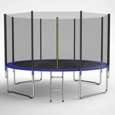 Image of GALACTICA Trampoline Set 6 8 10 12 14FT Round Outdoor Safety Net Enclosure Blue