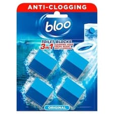Image of Bloo 2in1 In-Cistern Original Blue Toilet Blocks 4 x 50g (200g) - Pack Of 1