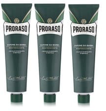 Image of PRORASO Shaving Cream Pack of 3| Eucalyptus and Menthol | Green 150ml Tube free