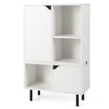 Image of Stackable Bookcase with Adjustable Shelf and Cubes-White