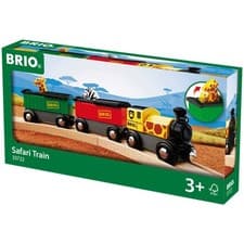 Image of BRIO Safari Train Engine and Wagons Wooden Railway