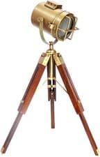 Image of Vintage Tripod Table Desk Lamp Bedside Light Spotlight Antique Finish Wood Stand