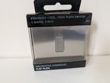 Image of BG Nexus Screwless 1 Gang 2 Way 10Ax Plate Switch Stainless Steel NEW FBS12