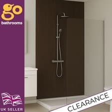 Image of Natural Walnut Woodgrain Tongue & Groove Waterproof Shower Wall Panel (H)2420mm
