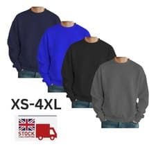 Image of Mens UK Sweatshirt Heavy Blend Crew Neck Plain Jumper Pullover Top Quality