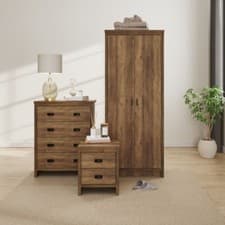 Image of Boston 3 Piece Set 2 Door Wardrobe 4 drawer chest Bedside cab Knotty Oak Design