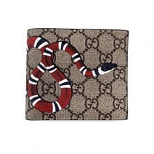 Image of Gucci GG Monogram King Snake Print Small Bifold Wallet Beige