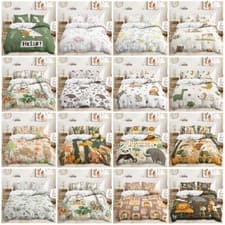 Image of Jungle Animals Jungle Adventure Floral Bear Dinosaur Duvet Quilt Cover Bed Set