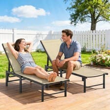 Image of Garden Sun Loungers Set of 2, 5-Level Reclining Garden Loungers, Refurbished