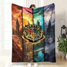 Image of Harry Potter Hogwarts Soft Warm Fleece Blanket Throw Sofa Bed Wall Decals Gift