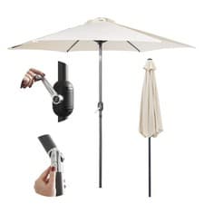 Image of VonHaus Parasol Umbrella 2.7M Garden Parasol with Crank & Tilt Function, Ivory