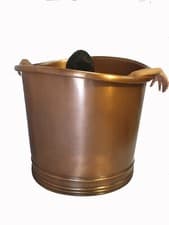 Image of Copper Bathtub "The Round" Hand Made Teak Seating 900mm