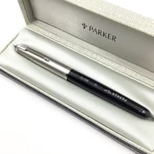 Image of New Parker 51 Fountain Pen, Black, Chalk Marks, Medium 14k Gold Nib, Boxed