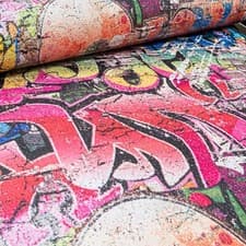 Image of Erismann Rustic Brick Graffiti Multi Red Yellow Textured Feature Wallpaper