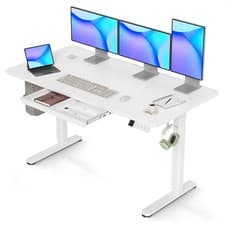 Image of Claiks Electric Standing Desk with Drawer 140 x 60 cm Height Adjustable Desk