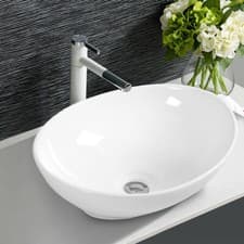 Image of Modern Bathroom Ceramic Basin Sink Hand Wash White Counter Top Oval Round Basin