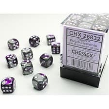 Image of Chessex - 12mm D6 Dice Block - Purple & Steel w/White - Brand New & Sealed