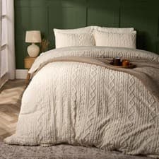 Image of OHS Cable Knit Bedding Set Reversible Fleece Quilt Duvet Cover with Pillowcase