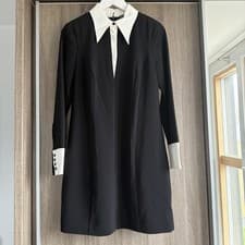 Image of Brand New Mint Velvet Black Dress with White Collar Size 12 (£140)