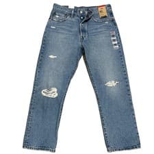 Image of Levi's 501 Original Cropped Jeans Womens 30x26 High Rise Straight Leg NWT