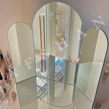 Image of Triple Fold Frameless Dressing Table Mirror 3 Panel Freestanding Vanity Mirror