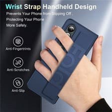 Image of For Samsung Galaxy Z Fold 7 6 5 4 3 Wristband Case Shockproof Silicone PC Cover