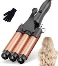 Image of Hair Curler 25mm 3 Barrel Hair Waver , 30s Quick Heating Curling Iron with 2