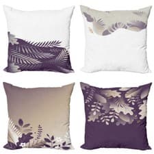 Image of Leaves Pillow cushion set of 4 Modern Botanical Floral Ornaments in Topical A...