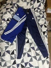 Image of Boys Adidas 15-16 Years Old Blue Tracksuit Set Top Zipper And Bottoms BRAND NEW