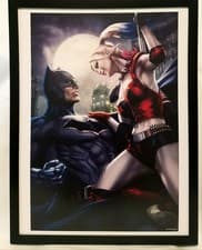 Image of Harley Quinn vs Batman by Stanley Artgerm Lau FRAMED 12x16 Art Print DC Comics P