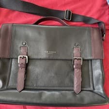 Image of Ted Baker Saffiano Leather Buckle Front Satchel / Document Briefcase Bag