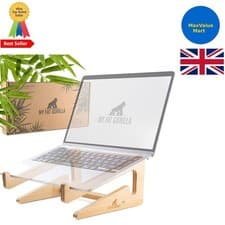 Image of Ergonomic Bamboo Laptop Stand (10-15 Inch) - Stylish & Eco-Friendly Desk Riser