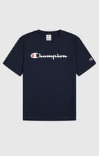 Image of Champion Big Logo Cotton Jersey T-Shirt - Navy