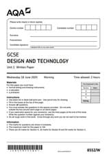 Image of AQA GCSE Design and Technology 2025 All Question Papers + Markschemes