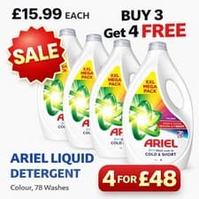 Image of Ariel Liquid Detergent, Colour, 78 Washes, 2.41 | BUY 3 GET 1 FREE