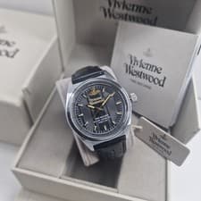 Image of Vivienne Westwood VV251BKSL Sydenham Gents Leather Watch New w/ Box, Manual, Tag