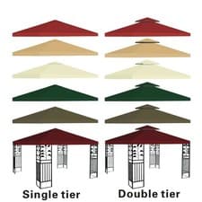 Image of 3x3M Garden Gazebo Top Cover Canopy Replacement Pavilion Roof 1 Tier 2 Tier NEW