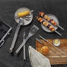 Image of Stainless Steel BBQ Grill Tool Set Outdoor Utensil Cooking Cutlery Kit with Case