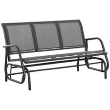 Image of 3-Seat Glider Rocking Chair for 3 People Garden Bench Patio Furniture Metal Fram