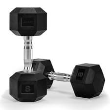 Image of ADABT Hex Dumbbells Cast Iron Rubber Free Weights for Home & Gym - Single & Sets