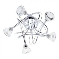 Image of Litecraft Ceiling Light Semi Flush Glass Shaded 5 Arm - Polish Chrome Clearance