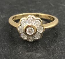 Image of diamond cluster ring 18ct gold 0.50CT London hallmark size L (smallish). New