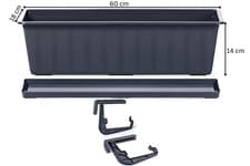 Image of Window Box Flower Balcony Rectangular 11L Garden Herb Planter Pot Anthracite