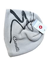 Image of Castelli Cycling Biking Cycle Beanie Hat Grey Embroidered Red Logo Outdoor